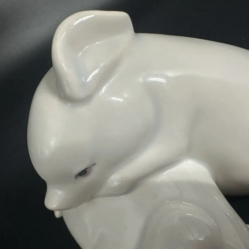 VTG USA Fine Porcelain Pig Figurine 6.25” Resting Pigs Mid Century Decor